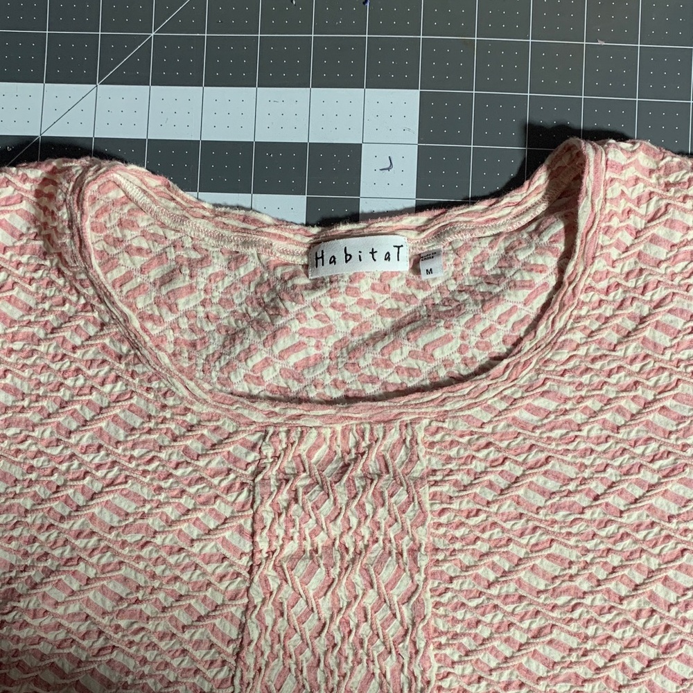 Habitat Pink and Cream Textured Knit Crewneck Top